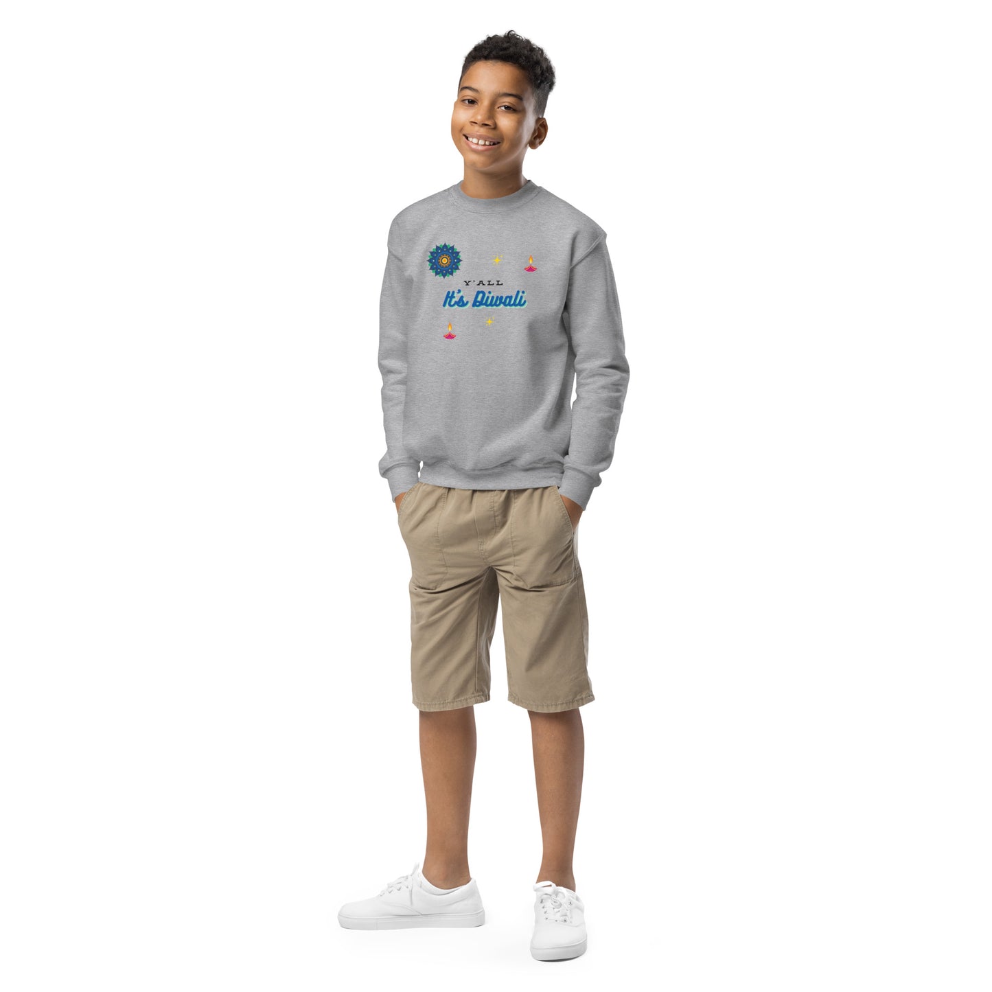 Y'all It's Diwali Youth Crewneck Sweatshirt