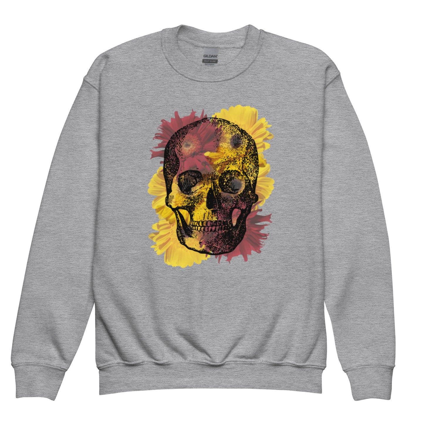 Love Eternal Daisy Skull Youth Crewneck Sweatshirt