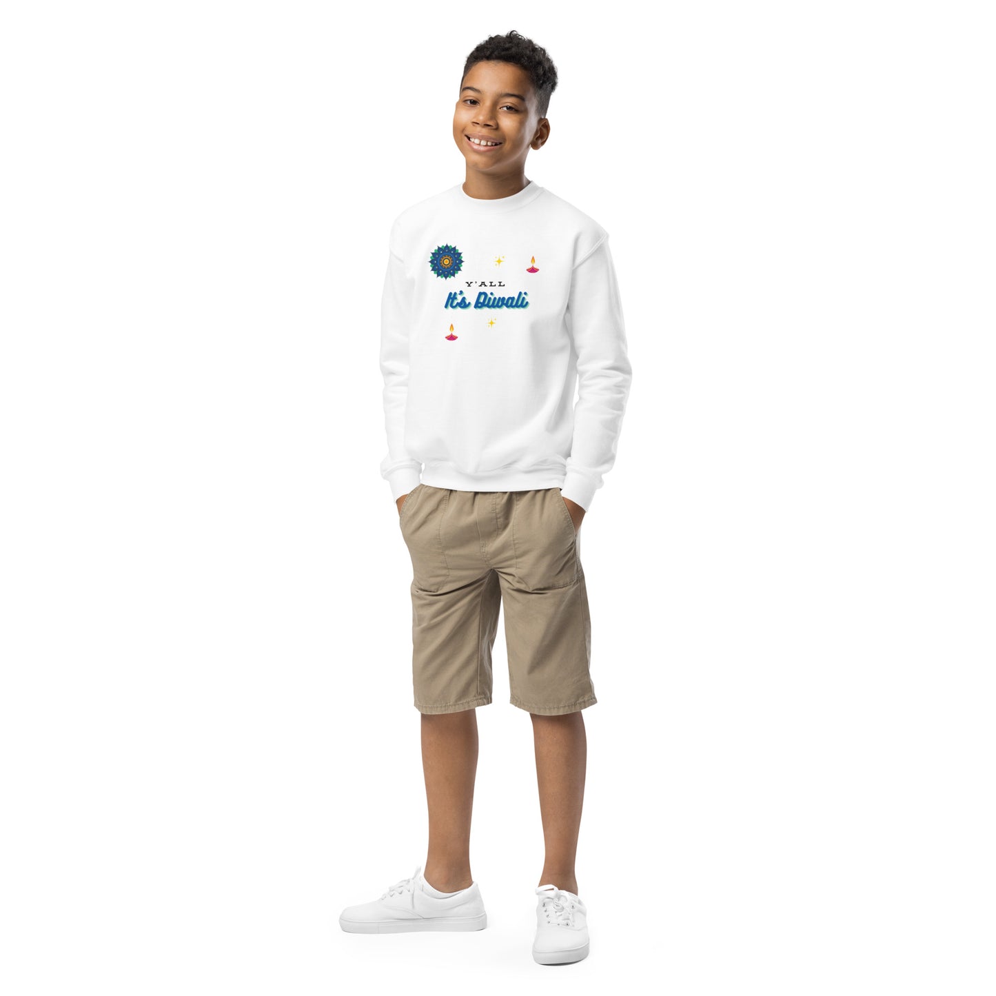 Y'all It's Diwali Youth Crewneck Sweatshirt