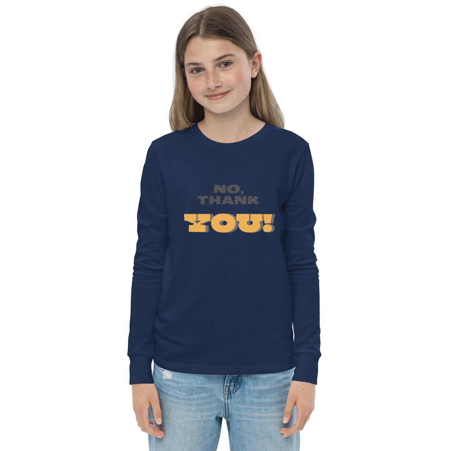 No, Thank YOU! Youth long sleeve tee