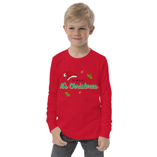 Y'all It's Christmas Youth Long Sleeve Tee