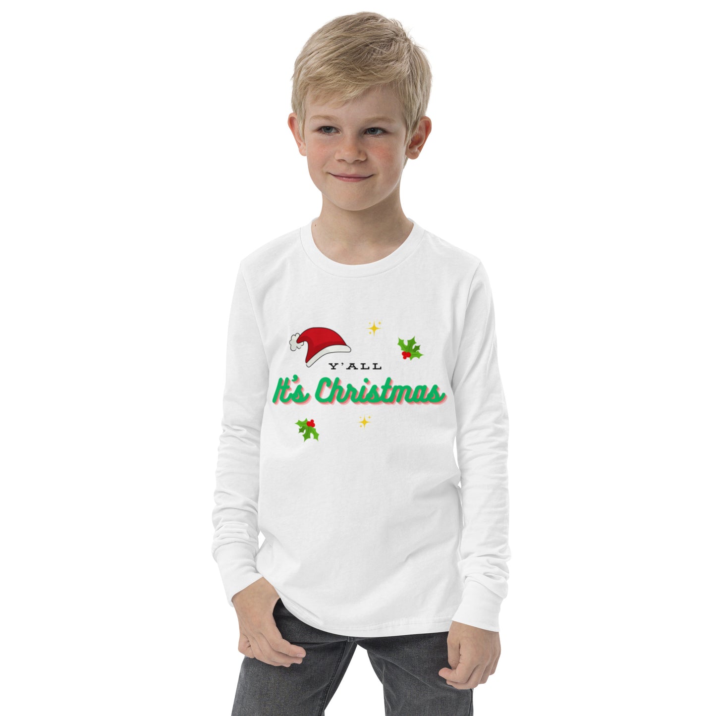 Y'all It's Christmas Youth Long Sleeve Tee
