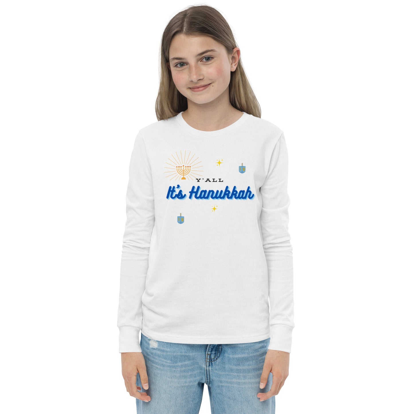 Y'all It's Hanukkah Youth Long Sleeve Tee